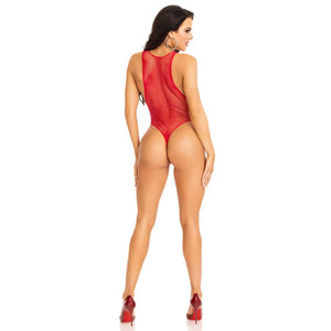 Industrial Net Snap Crotch Tank Bodysuit - One Size - Red - MyPleasure