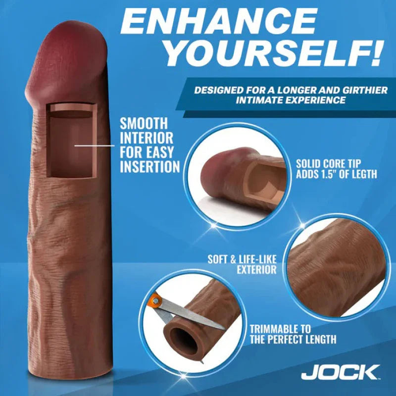 Jock 1.5" Silicone Penis Extension Sleeve - Dark - MyPleasure