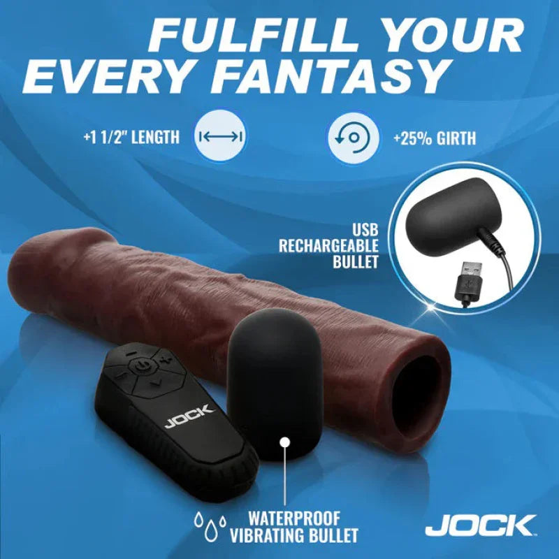 Jock Vibrating Penis Extension with Remote - Dark