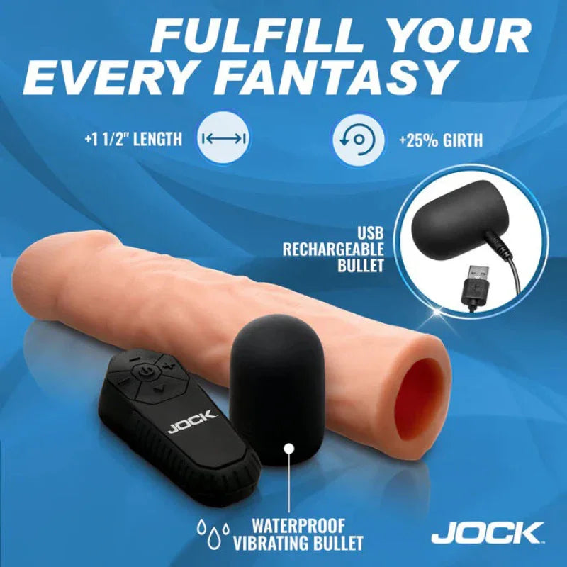 Jock Vibrating Penis Extension with Remote - Light