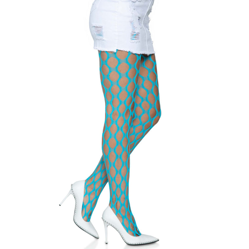 Jumbo Pothole Net Tights - Neon Blue - One Size Blue - One Size