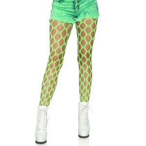 Jumbo Pothole Net Tights - Neon Green - One Size Green - One Size - MyPleasure