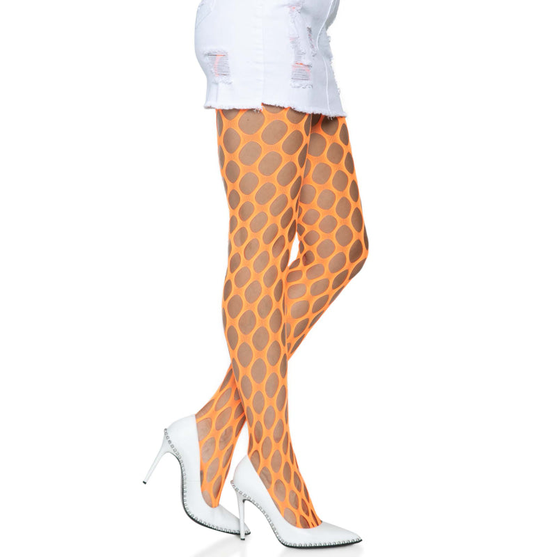 Jumbo Pothole Net Tights - Neon Orange - One Size