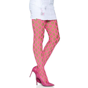 Jumbo Pothole Net Tights - Neon Pink- One Size - MyPleasure