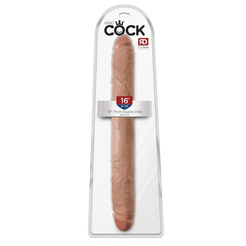 King Cock 16" Thick Double Dildo - Tan