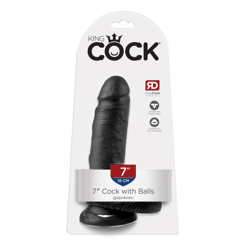 King Cock 7-Inch Cock With Balls - Black