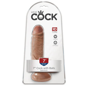 King Cock 7" Cock With Balls - Tan