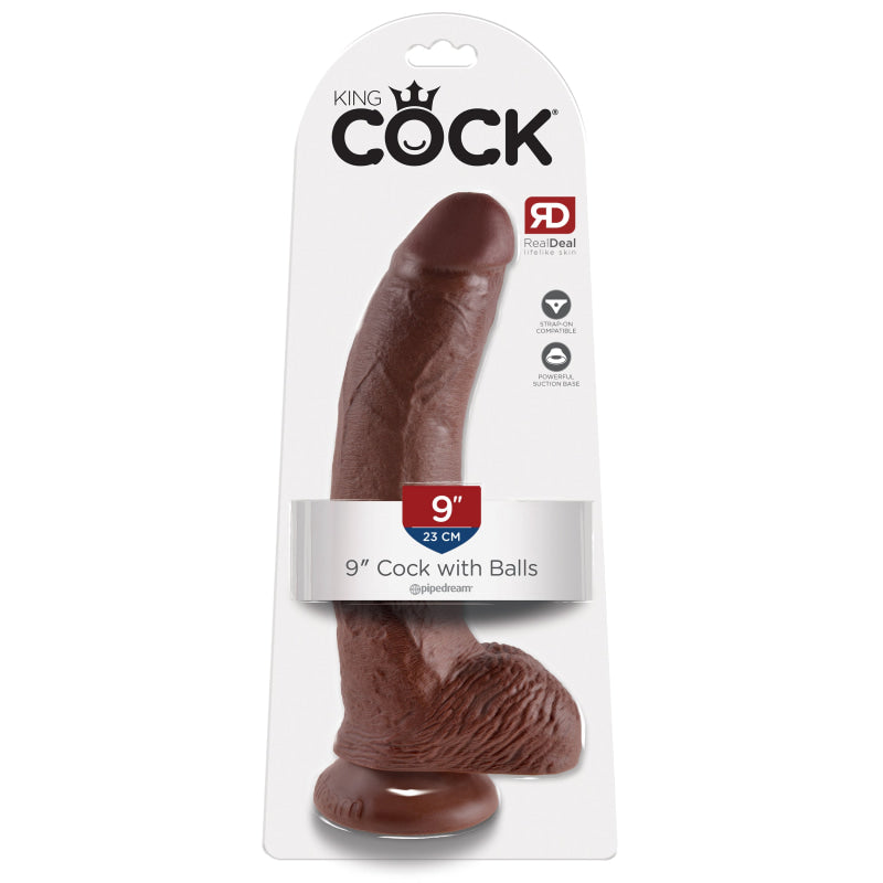 King Cock 9-Inch Cock With Balls - Brown