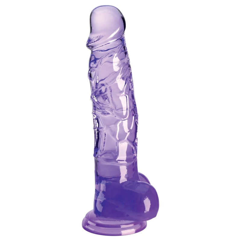 King Cock Clear 8 Inch With Balls - Purple