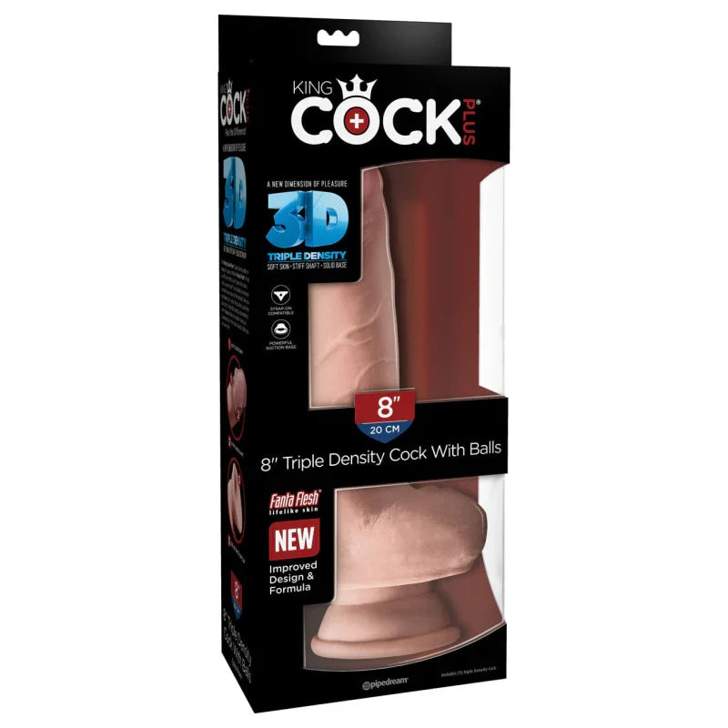 King Cock Plus Triple Density 8" Cock With Balls - Flesh