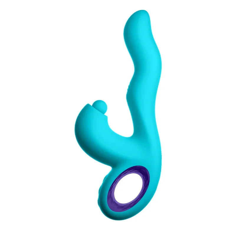 Klio Triple Action Thumping Rabbit Vibrator - Turquoise - MyPleasure