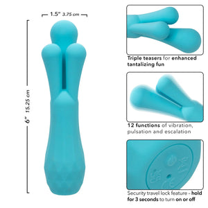 Gia Triple Teaser Waterproof Silicone Rechargeable Bullet Vibrator Blue