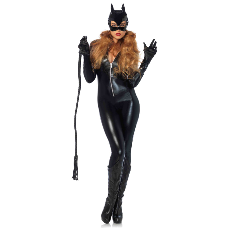 Lam Zipper Front Catsuit - Large