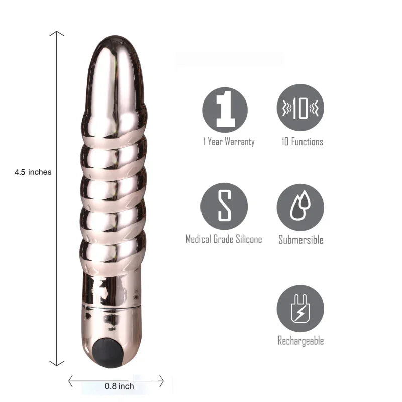 Lola 10 Function Vibrating Twisty Bullet - Rose Gold