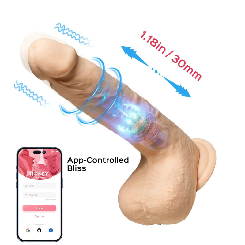 Luis-App Controlled 8.5"" Real Thrusting Dildo With Clit Licker