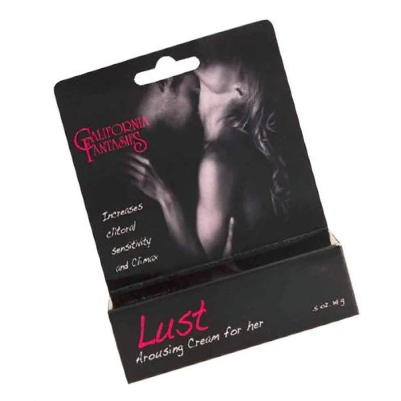 California Fantasies Lust arousing cream for her in black packaging with couple image, increases clitoral sensitivity