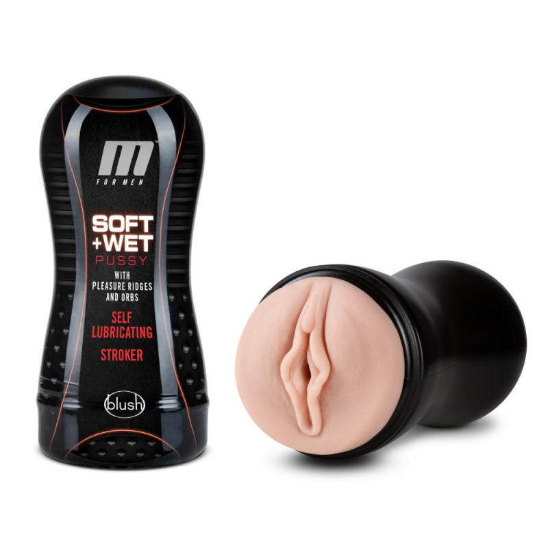 M for Men - Soft and Wet - Pussy With Pleasure Ridges and Orbs - Self Lubricating Stroker Cup - Vanilla