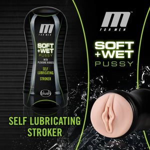 M for Men - Soft and Wet - Pussy With Pleasure Ridges - Self Lubricating Stroker Cup - Vanilla - MyPleasure