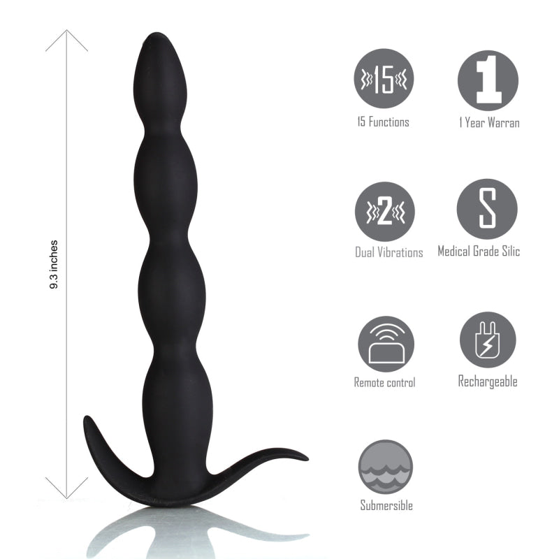 Mason Remote Control Silicone Butt Plug - Black