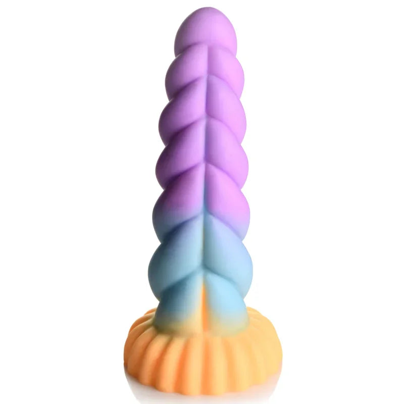 CREATURE COCKS Mystique Silicone Unicorn Dildo Adult Sex Toy. Sex Harness Compatible and Hands-Free Suction Cup Dildo for Women, Men and Adult Couples. Over 7 Inches of Insertable Length.