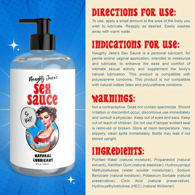 Naughty Jane's Sex Sauce Natural Lubricant 16oz - MyPleasure