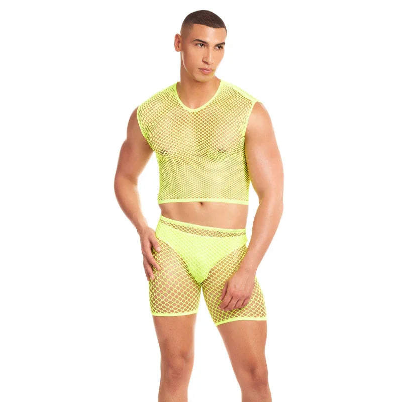 Net-Bula 3pc Set - Large/xl - Yellow - MyPleasure
