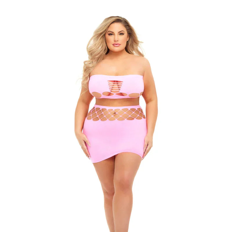 Net Worth 2pc Bandeau Set - Queen - Pink - MyPleasure