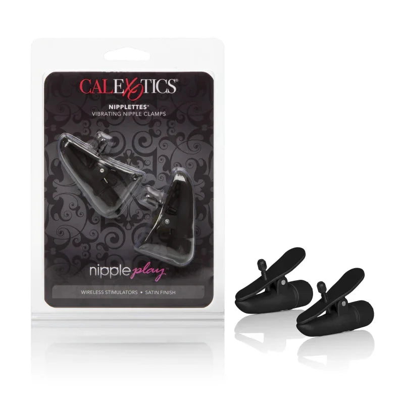 Nipple Play Nipplettes Vibrating Nipple Clamps - Black - MyPleasure