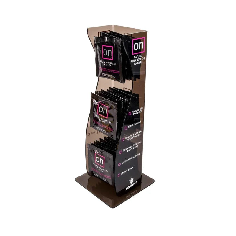 On Arousal Oil Original 40 Piece Single Use Ampoule Tower Display - Black - MyPleasure