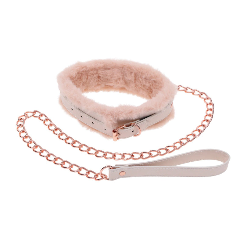 Peaches  N Creame Fur Collar and Leash - Pink