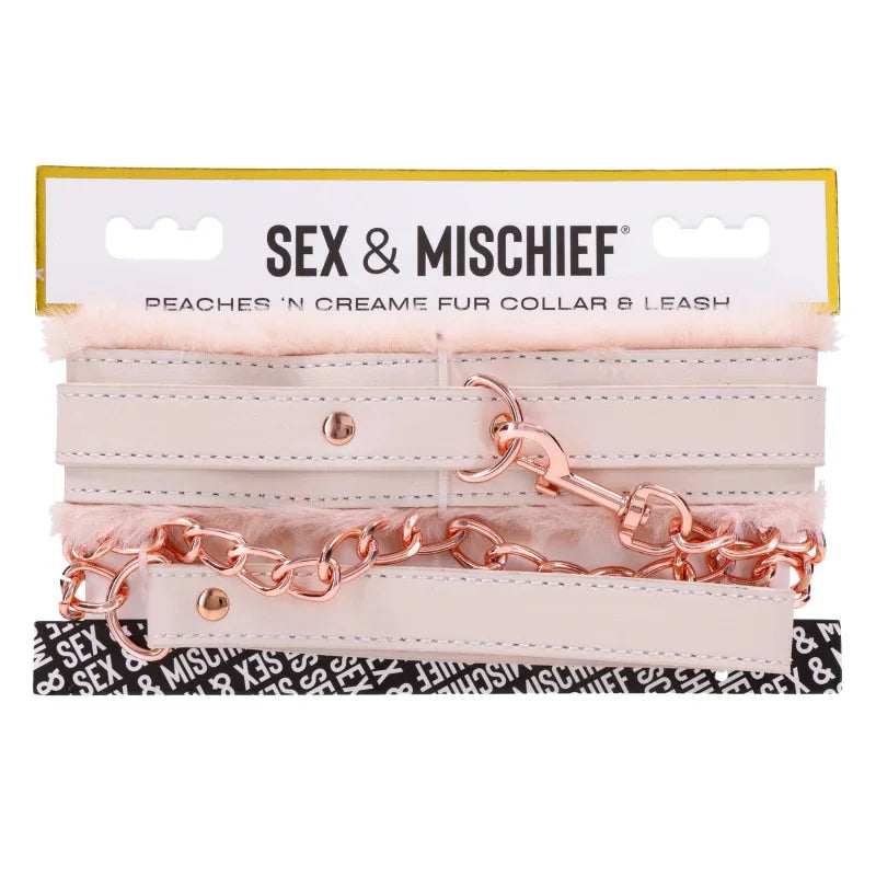 Peaches N Creame Fur Collar and Leash - Pink