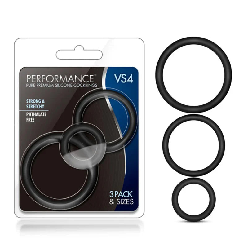 Performance - Vs4 Pure Premium Silicone Cockring Set - Black - MyPleasure
