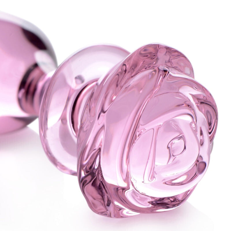 Pink Rose Glass Anal Plug - Large - Anal Toys & Stimulators