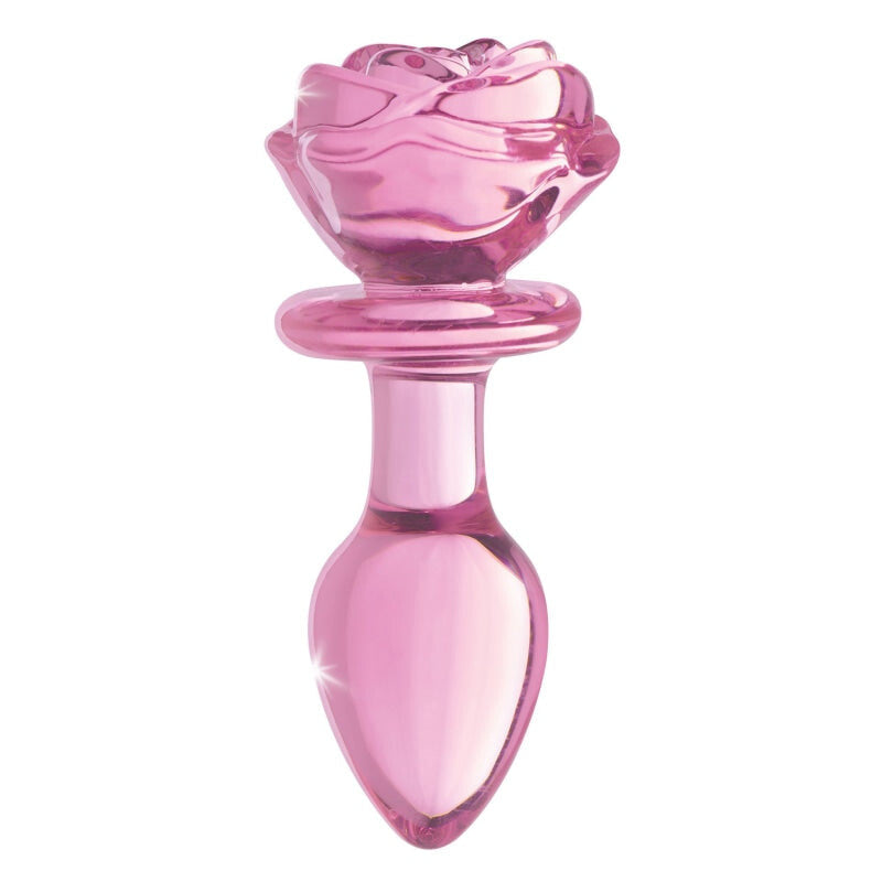 Pink Rose Glass Anal Plug - Medium - Anal Toys & Stimulators