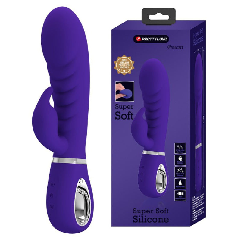 Prescott Super Soft Rabbit Silicone Vibrator -  Purple