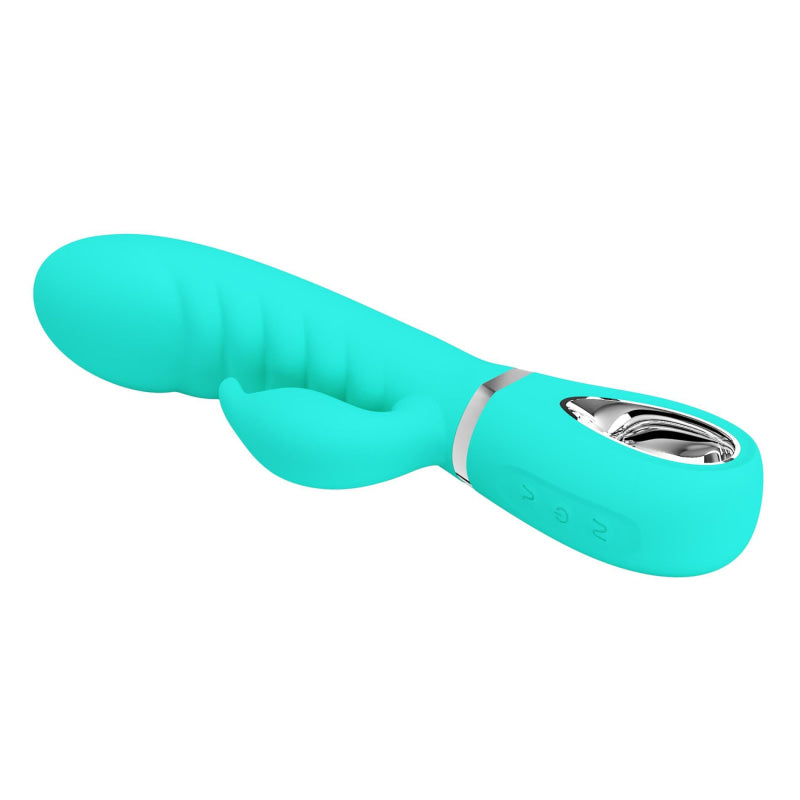 Prescott Super Soft Rabbit Silicone Vibrator -  Teal