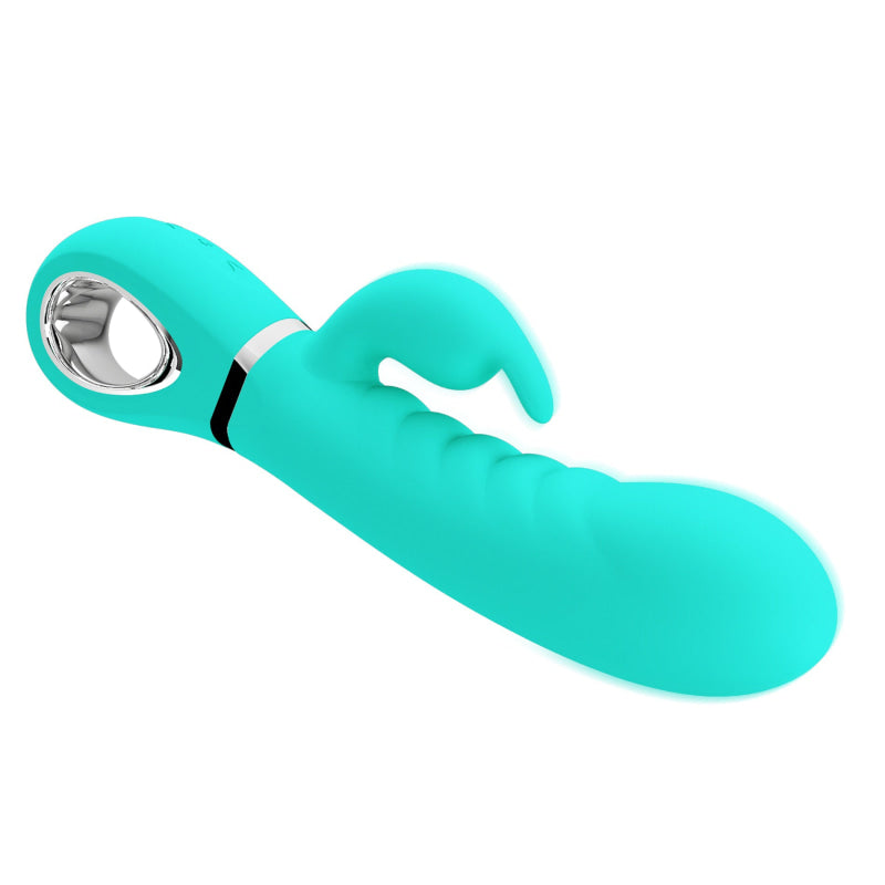 Prescott Super Soft Rabbit Silicone Vibrator -  Teal