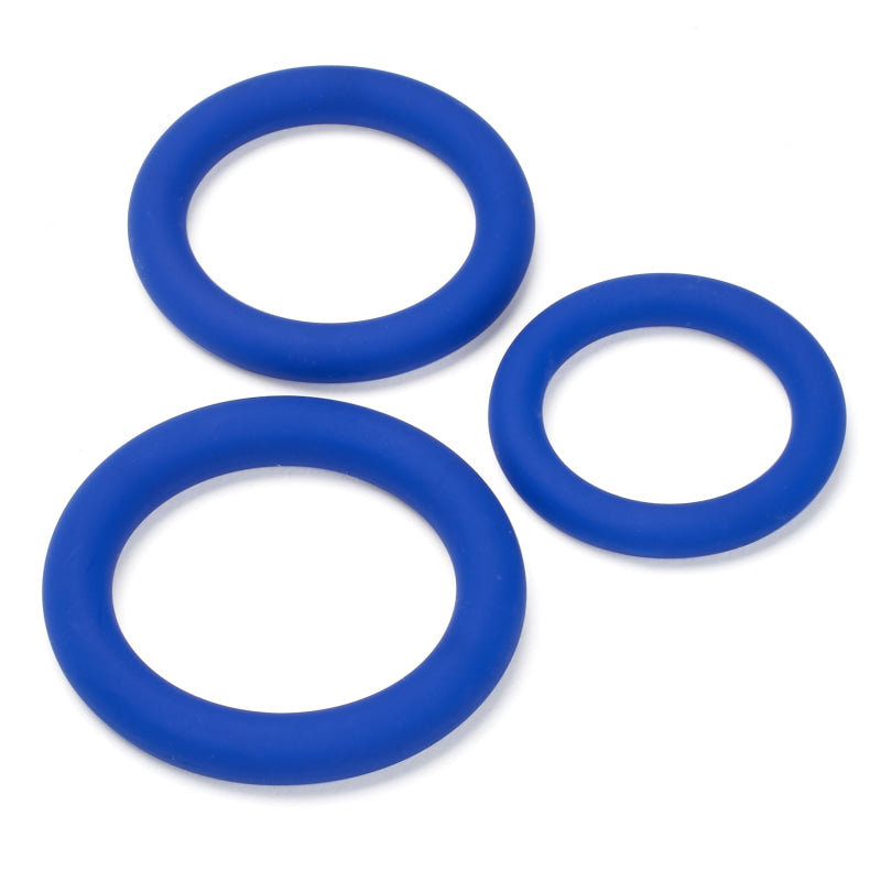 Pro Sensual Silicone Cock Ring 3 Pack - Blue