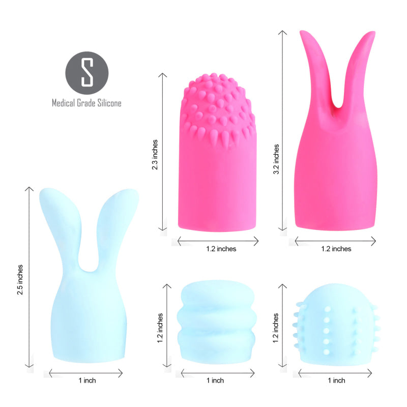 Quinn 5 Piece Silicone Attachments - Pink/blue