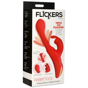 Rabbit Flick Flicking Silicone Rabbit Vibrator - Red - MyPleasure