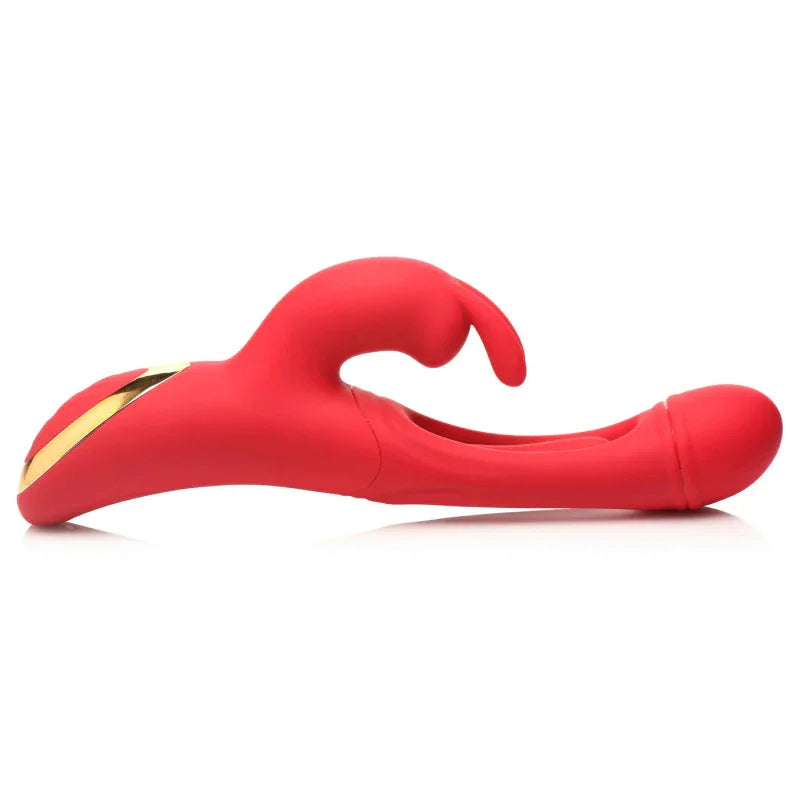 Rabbit Flick Flicking Silicone Rabbit Vibrator - Red - MyPleasure