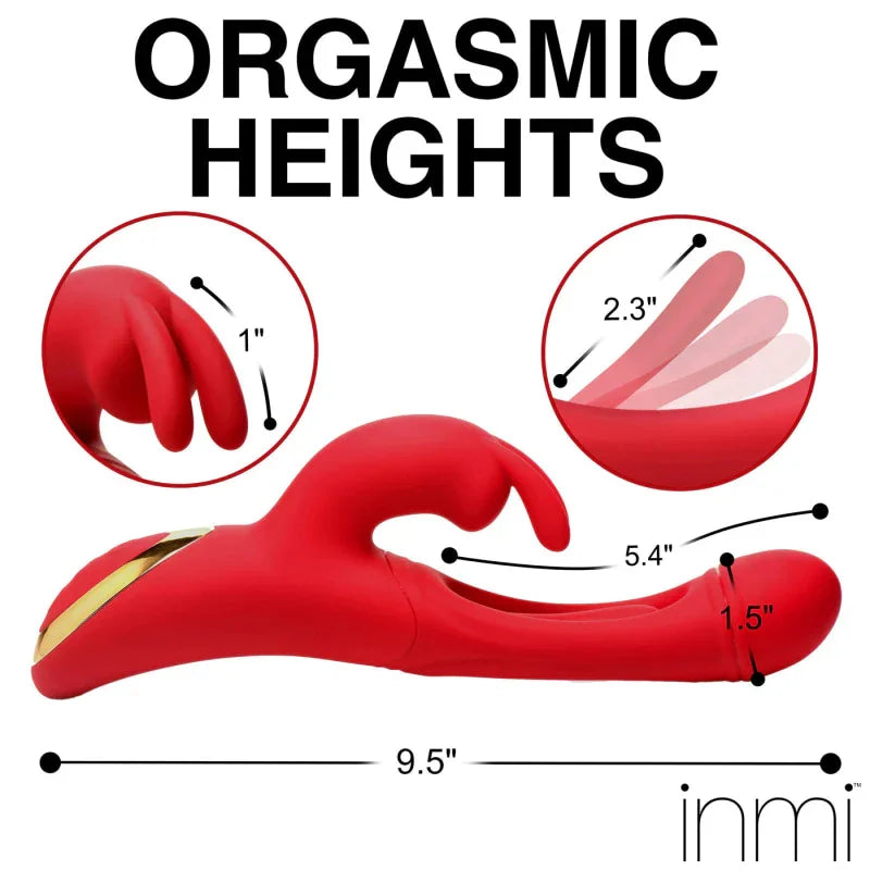 Rabbit Flick Flicking Silicone Rabbit Vibrator - Red - MyPleasure
