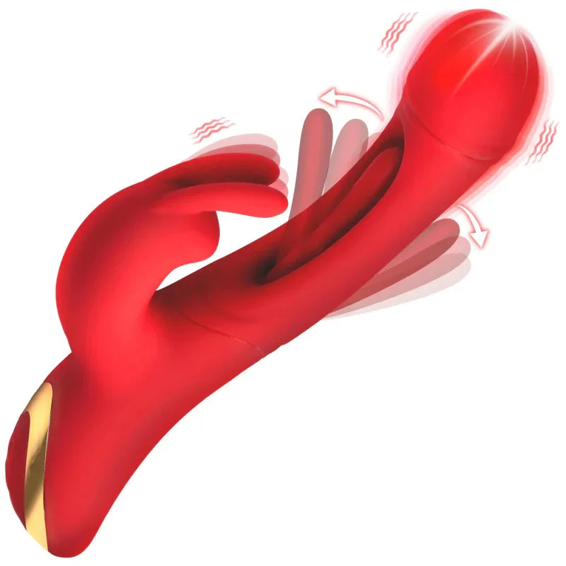 Rabbit Flick Flicking Silicone Rabbit Vibrator - Red - MyPleasure
