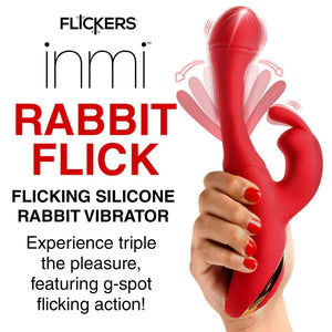 Rabbit Flick Flicking Silicone Rabbit Vibrator - Red - MyPleasure