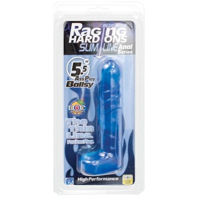 Raging Hard Ons Slimline Anal Series 5.5 Inch Ass Play Ballsy - Blue