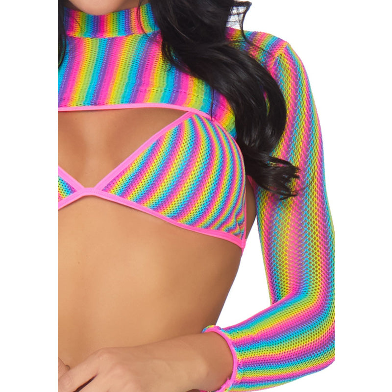 Rainbow Fishnet Top Set - One Size - Multi