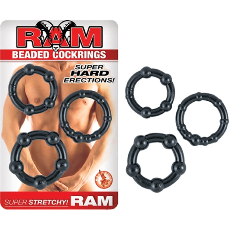 Ram Beaded Cockrings - Black