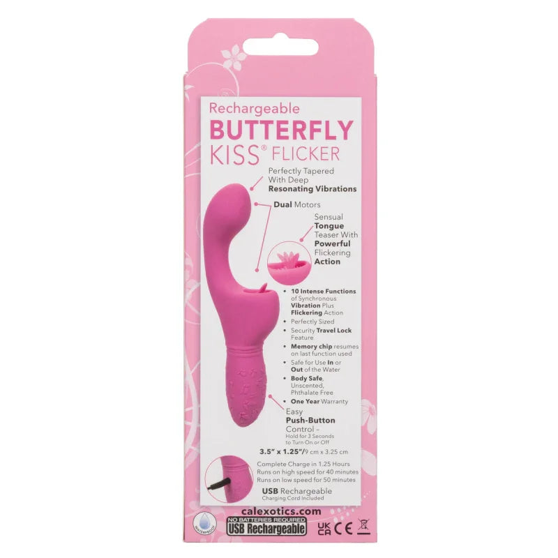 Rechargeable Butterfly Kiss Flicker - Pink - MyPleasure