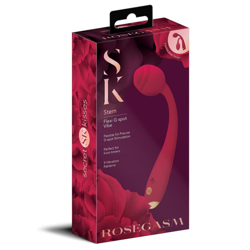 Rosegasm Long Stem Flexi G-Spot Vibe Rose - Red