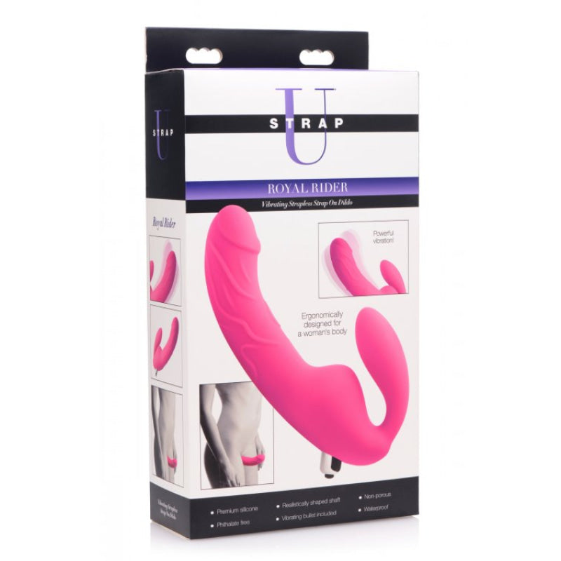 Royal Rider Vibrating Strapless Strap- on Dildo - Pink